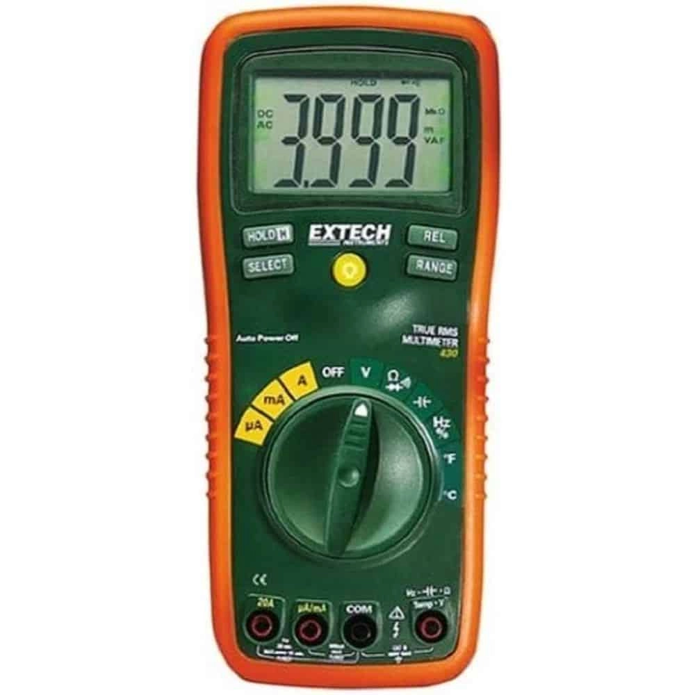 Extech EX430A True RMS Professional Multimeter, 10A, CAT IV 600V, Autoranging, Capacitance,
