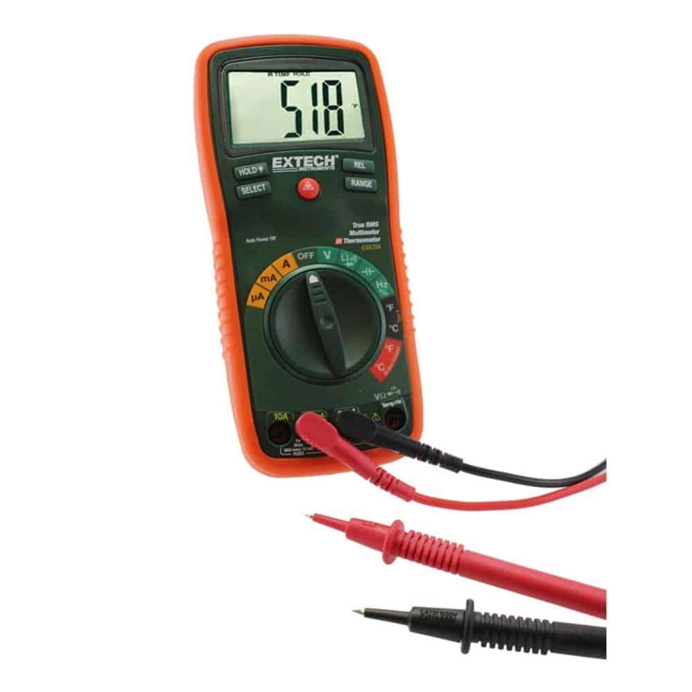 Extech EX470A True RMS Professional Multimeter, 20A, CAT IV 600V, with Built-in IR Thermometer, Autoranging, Capacitance, Frequency, Relative Function