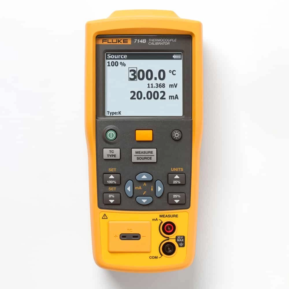 Fluke 714B AR Thermocouple Calibrator, 17 Thermocouple Types
