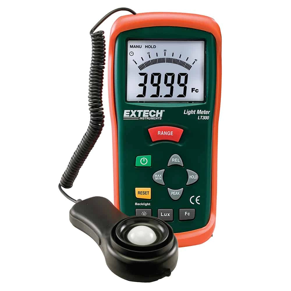 Extech LT300 Digital And Analog Display Light Meter, 400,000 Lux