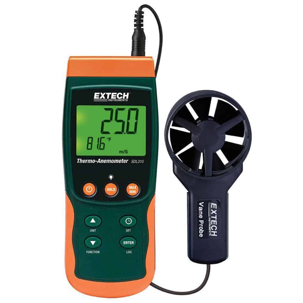 Extech Anemometers SDL310 0 Extech SDL310 Thermo-Anemometer/Datalogger, 1-80m/s