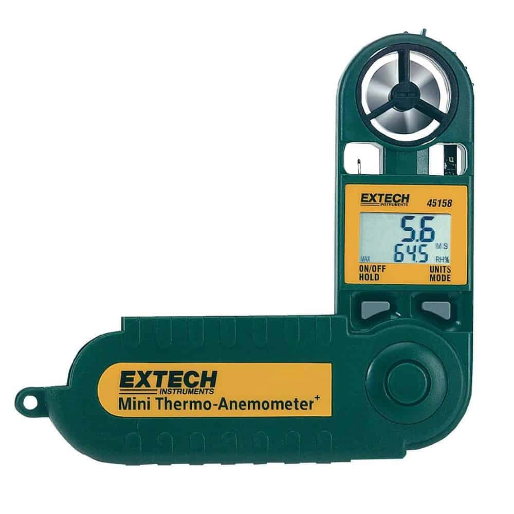 Extech 45158 Mini Thermo-Anemometer With Humidity, 1.1-20m/s