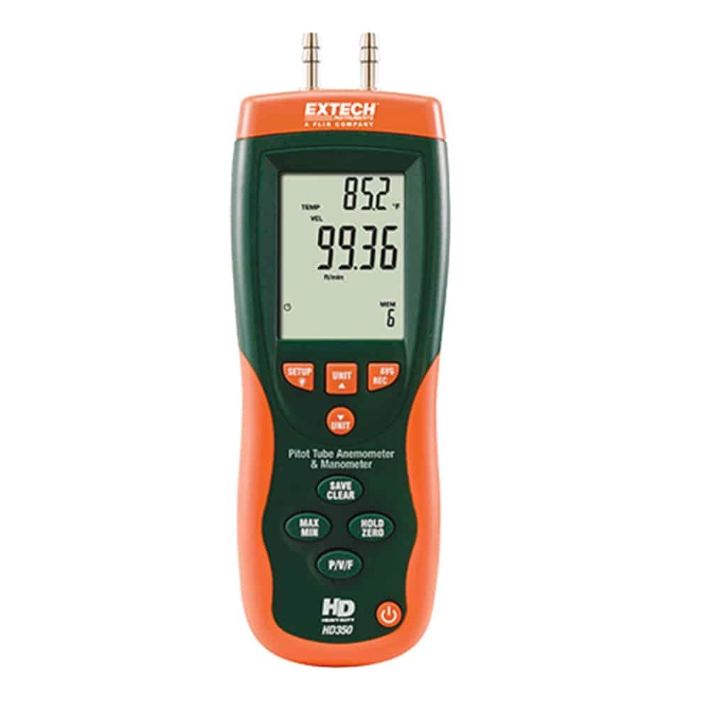 Extech HD350 Pitot Tube Anemometer + Differential Manometer, 1-80m/s