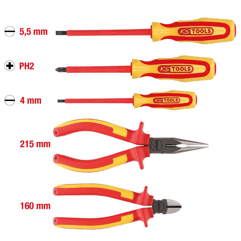 KS Tools 117.1170 ERGOTORQUE VDE pliers and screwdriver set,5 pcs, variante 1