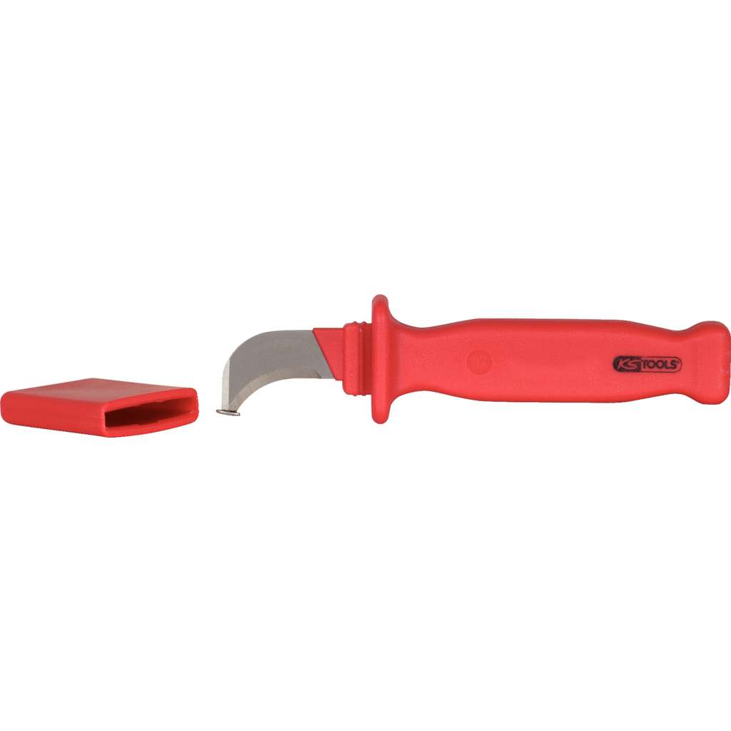 KS Tools 117.1296 Cable knife with protective insulation and hook blade, 200mm