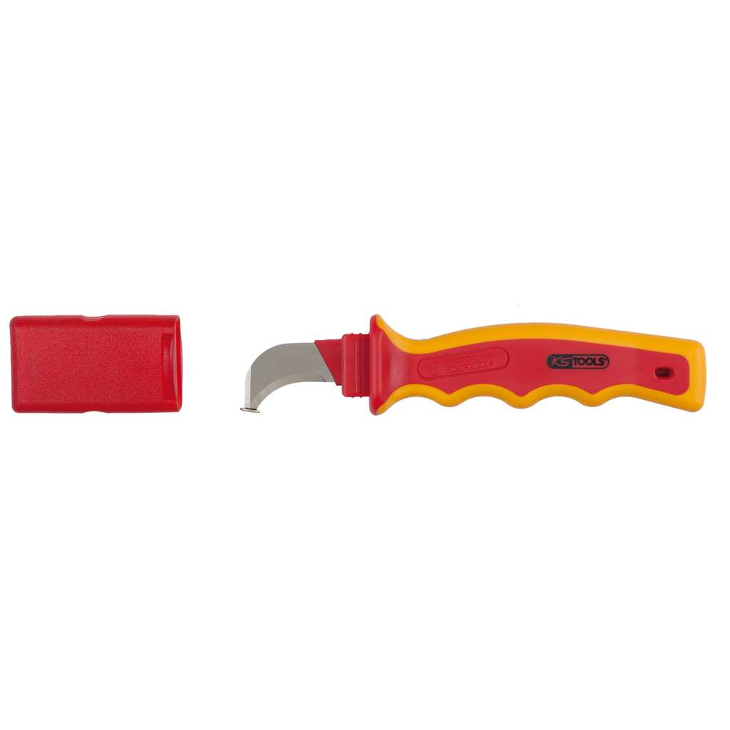 KS Tools 117.1331 Cable knife with protective insulation and hook blade, 200mm