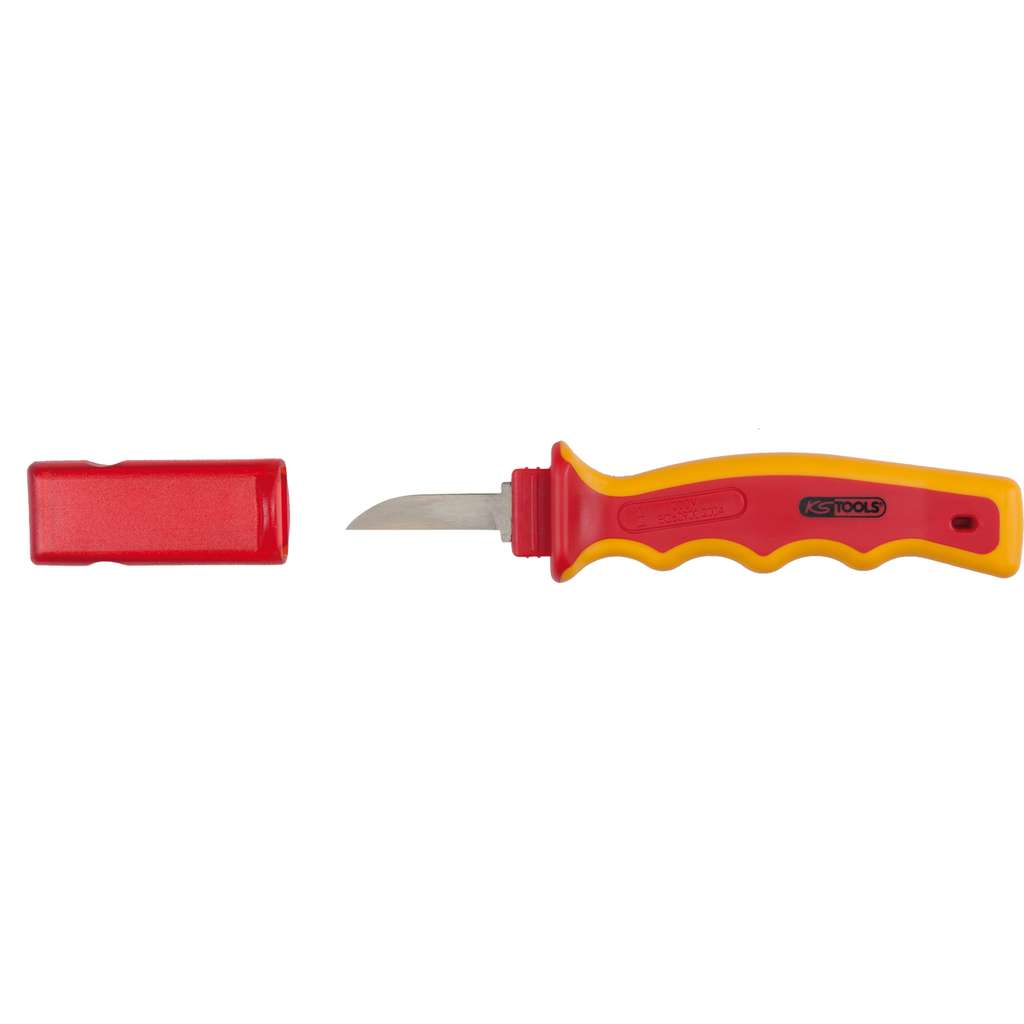KS Tools 117.1360 Cable-stripping knife with protective insulation, 200mm