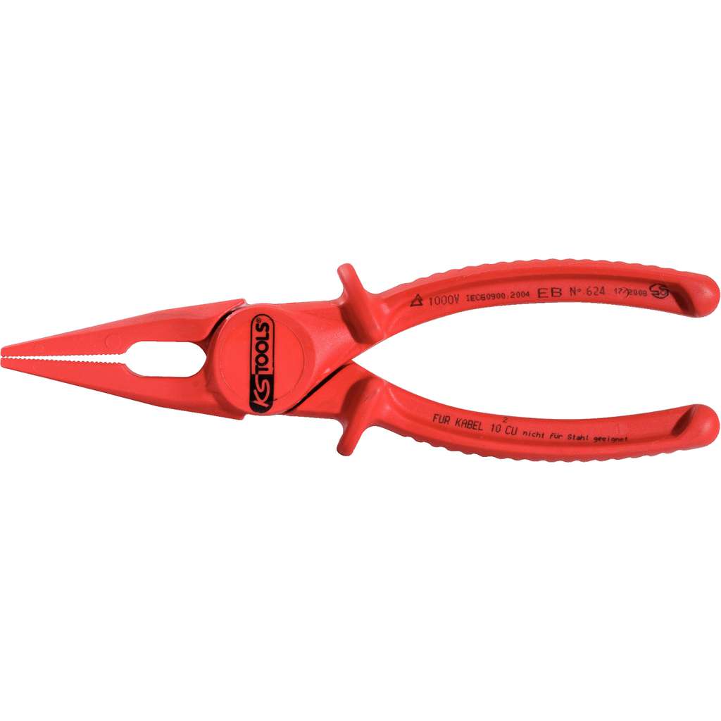 KS Tools 117.1641 Plastic flat nose pliers with protective insulation, 190mm